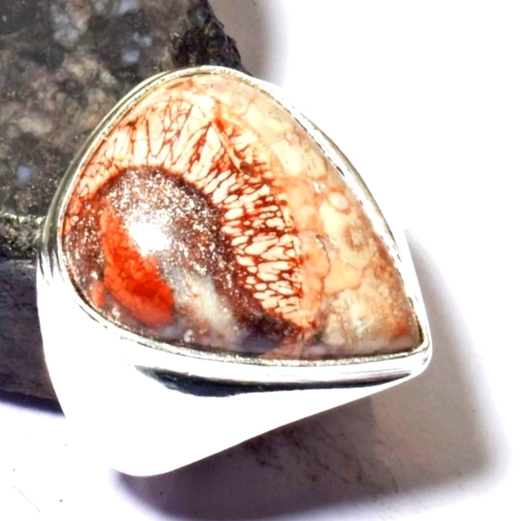 Jewelry - UNISEX MEXICAN BIRDS EYE GEMSTONE STERLING SILVER RING